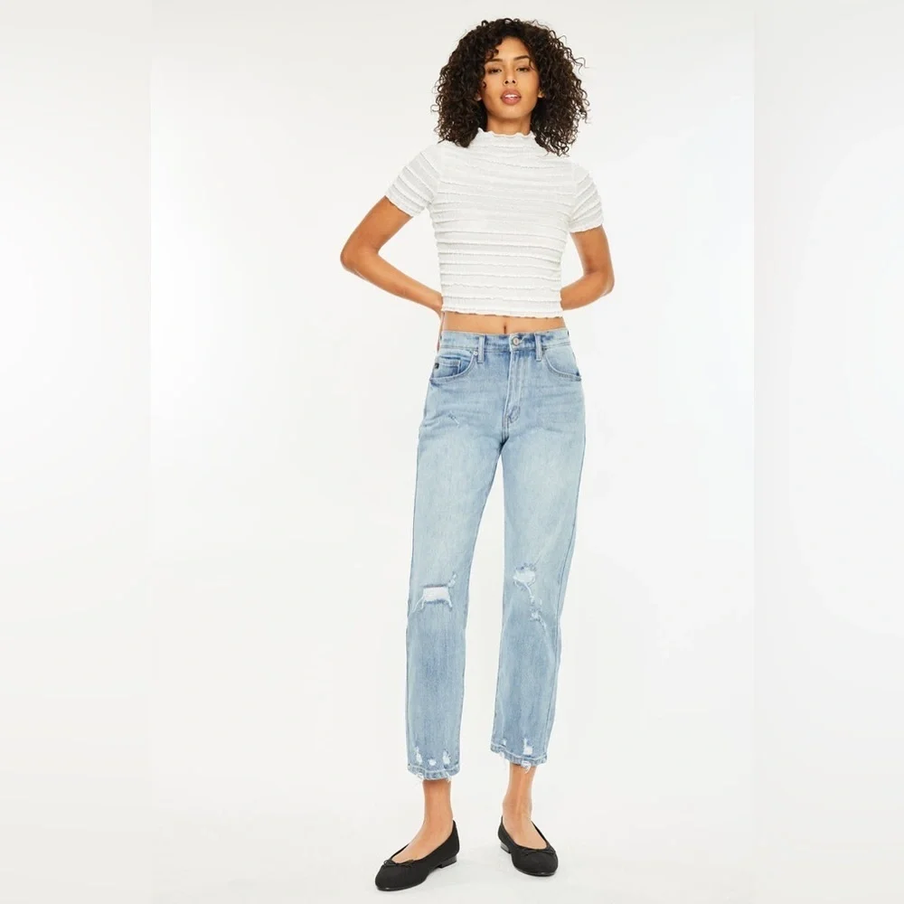 KanCan Missy High Rise Slim Straight Leg Ankle Jeans in Medium Wash, Size 28